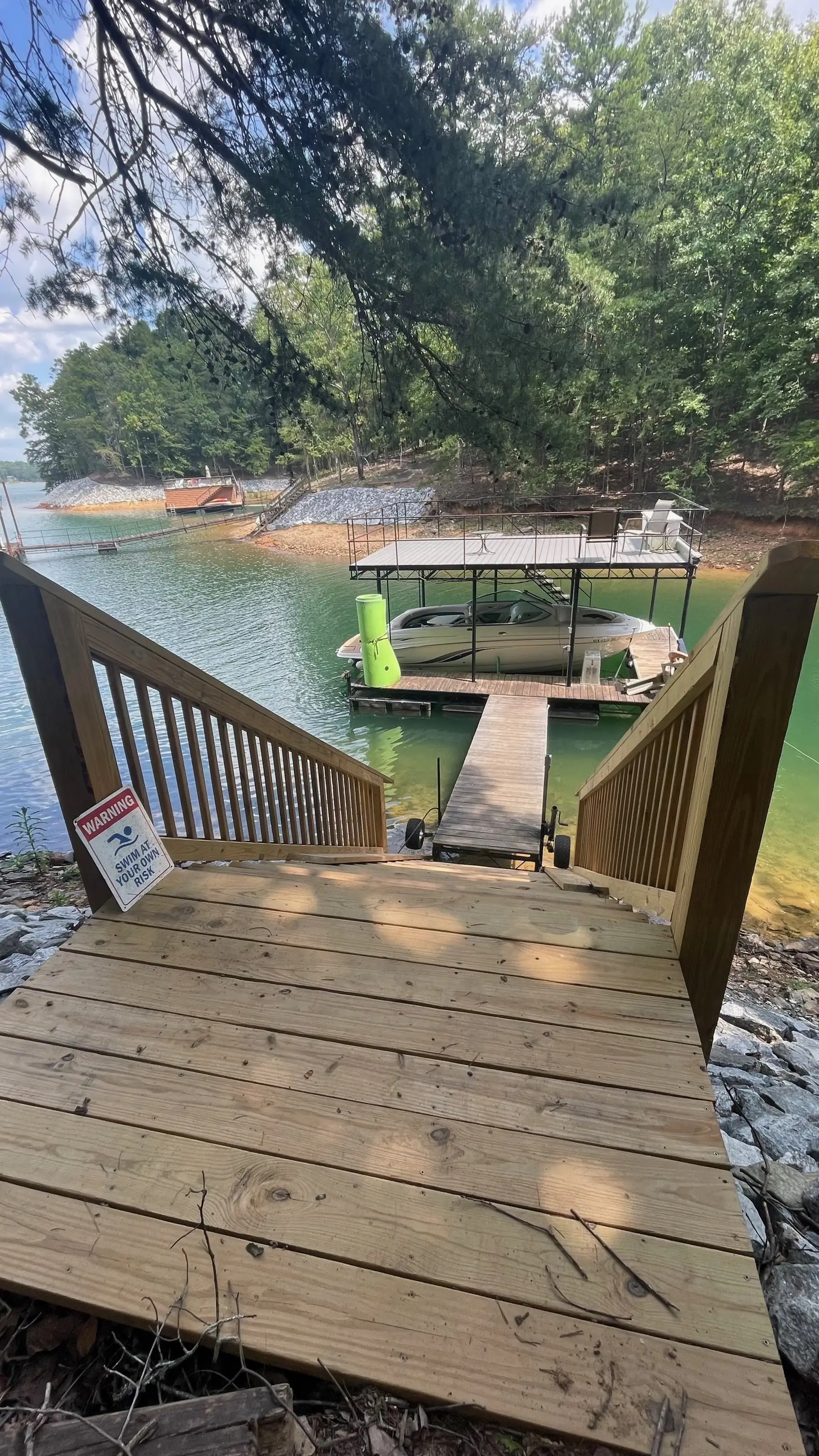 Landing at the top of the dock stairs